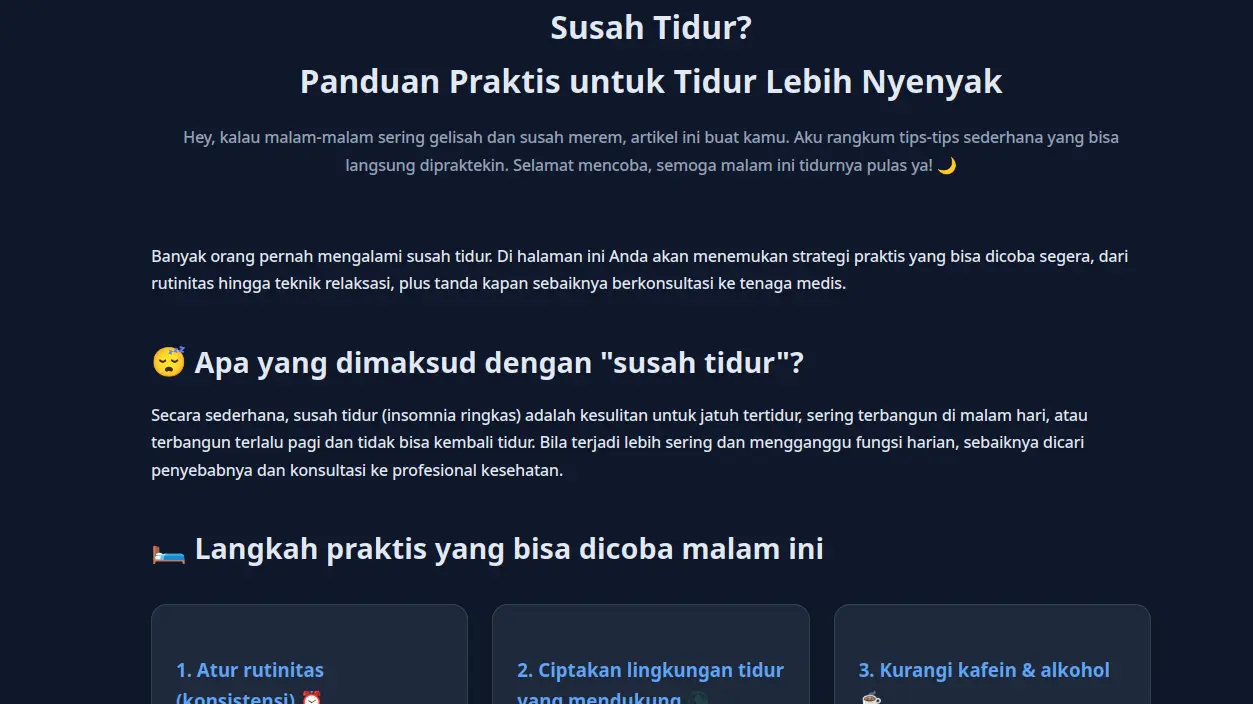 Susah Tidur? Panduan Praktis untuk Tidur Lebih Nyenyak
