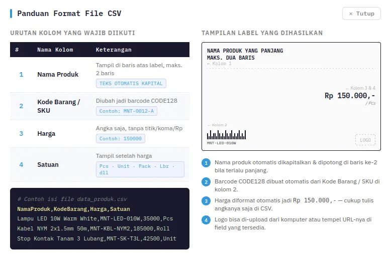 Generator Label Mentari - Barcode UI