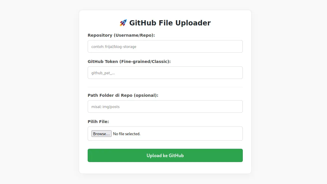 GitHub Uploader alat sederhana untuk Ngirim File tanpa masuk Repository