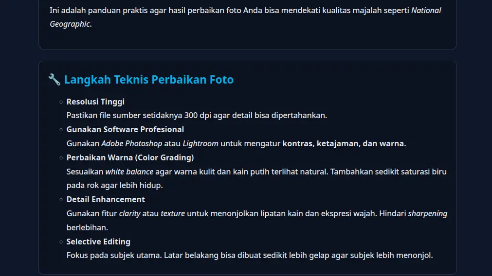 Workflow Perbaikan Foto ala National Geographic