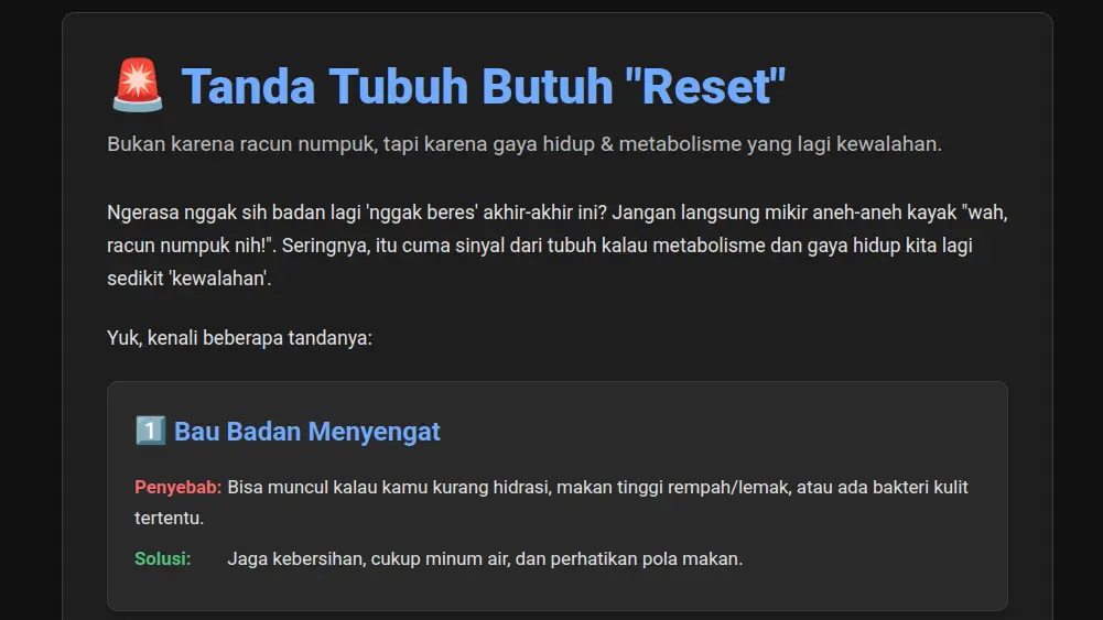 4 Tanda Tubuh Butuh "Reset" (Bukan Detox Racun!)