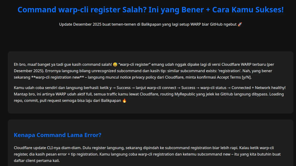 Command warp-cli register Salah? Ini yang Bener di 2025 + Cara Sukses!
