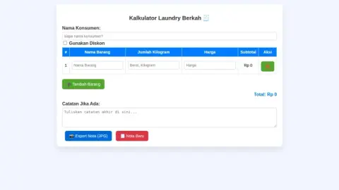 Kalkulator Laundry Berkah