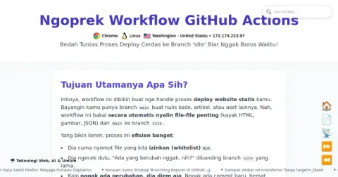 eksplorasi teknis Workflow GitHub Actions: Deploy Cerdas ke Branch Site
