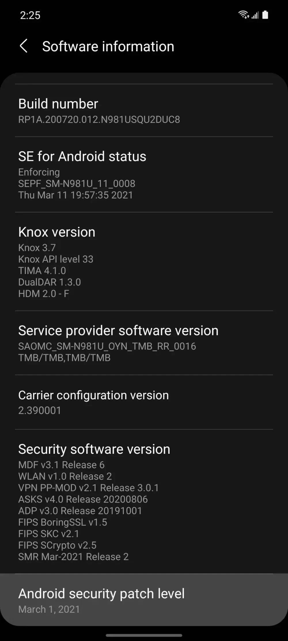 Update settings