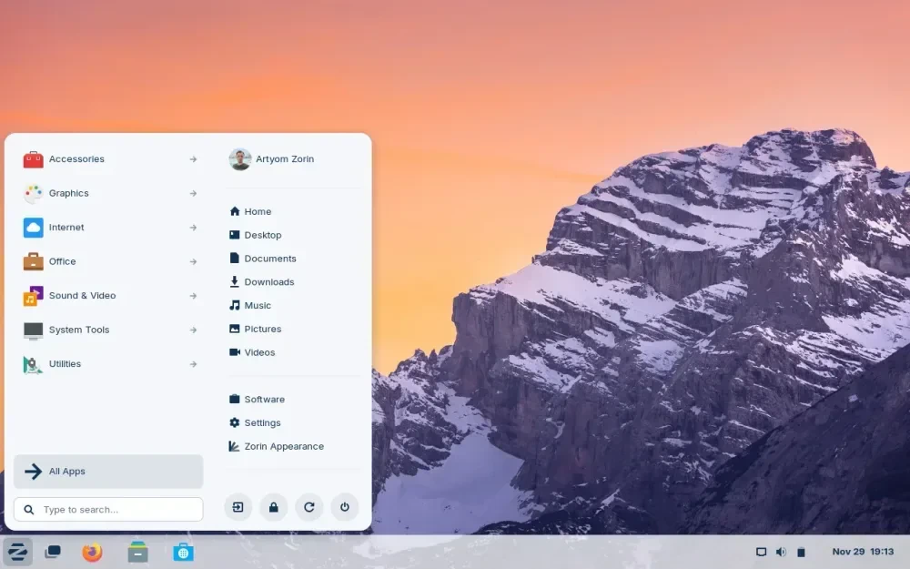 Desktop Zorin OS 17