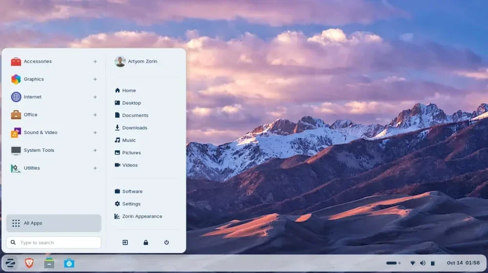 Tata letak Windows di Zorin OS