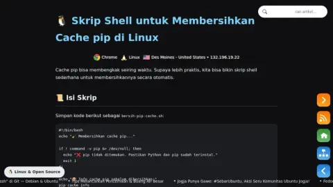 Skrip Shell Bersih Cache pip di Linux