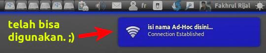 Daftar jaringan WiFi di laptop lain yang berhasil mendeteksi koneksi Ad-Hoc