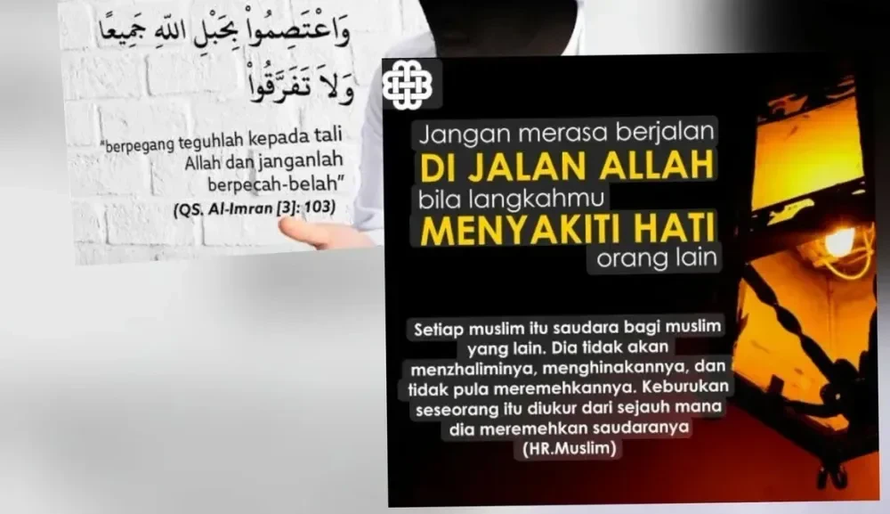Ilustrasi persatuan dan jabat tangan ukhuwah Islamiyah