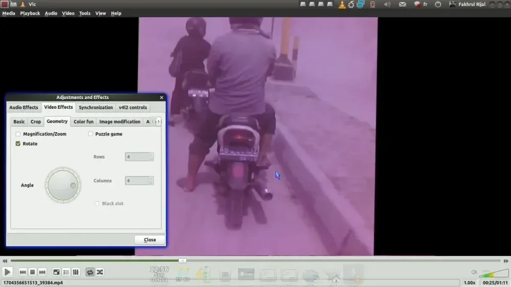 Atur rotasi video menjadi 90, 180, atau 270 derajat