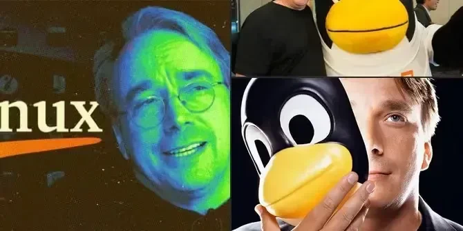 Linus Torvalds dan Maskot Linux Tux