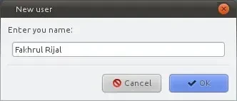 Dialog input nama pengguna Cycle