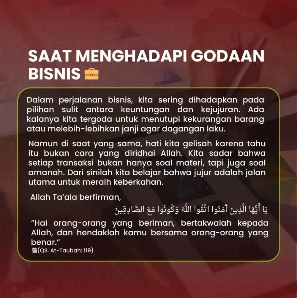 Ilustrasi saat menghadapi godaan bisnis antara kejujuran dan keuntungan cepat