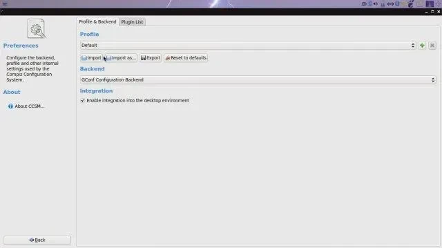 Menu Import profil di CCSM