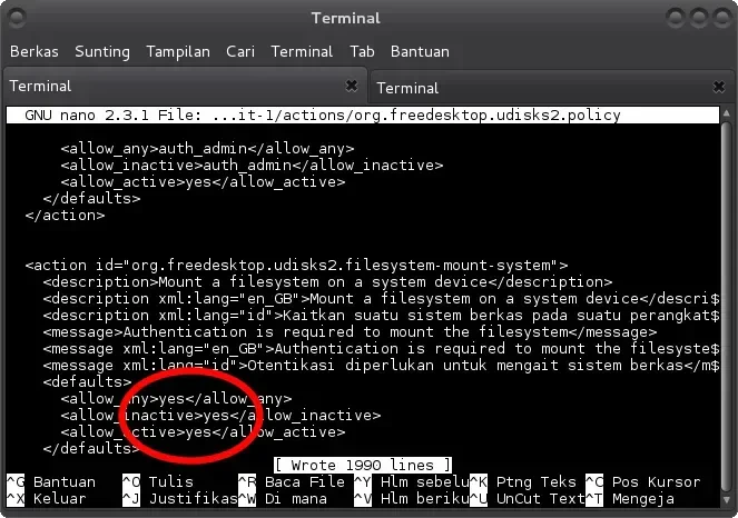 Perubahan auth_admin menjadi yes