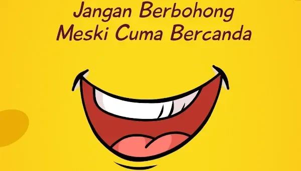 Ilustrasi peringatan untuk tidak berdusta dengan latar belakang kaligrafi Islam