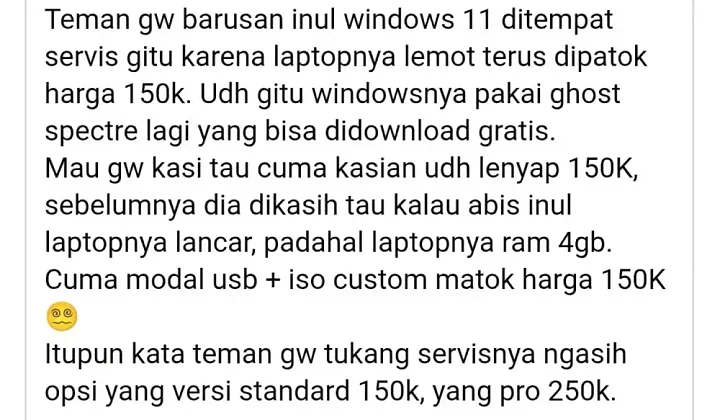 Kan Bisa Belajar, Install Ulang tidak Butuh Skill, Ngapain Bayar?
