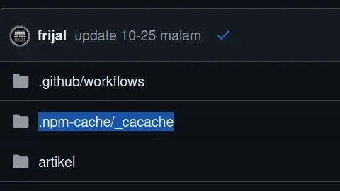 Screenshot menunjukkan folder .npm-cache/_cacache dalam file explorer