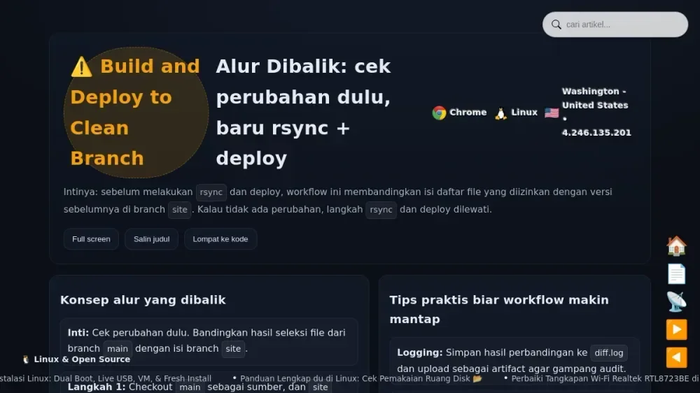 Build and Deploy to Clean Branch - Alur Dibalik + Cek Perubahan Sebelum rsync ⚠️