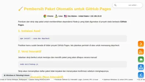 Pembersih Paket dapat GitHub Pages