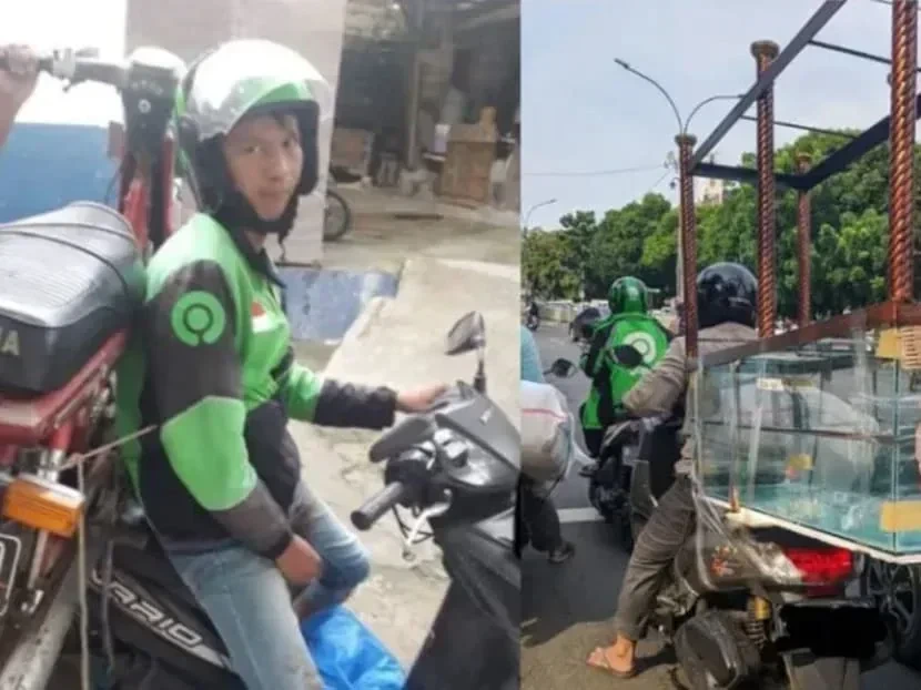 Driver memegang helm
