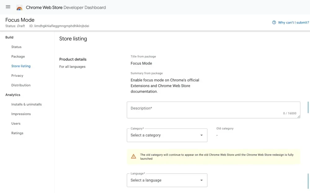 Developer dashboard