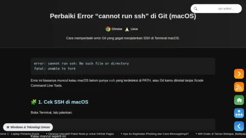 Perbaiki Error “cannot run ssh” di Git - macOS