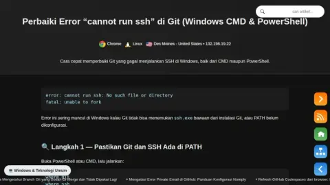 Perbaiki Error “cannot run ssh” di Git - Windows CMD & PowerShell
