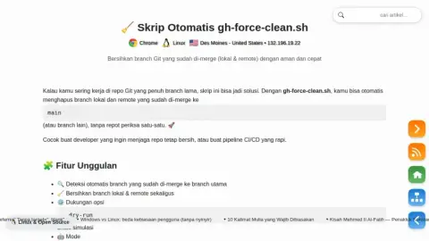 Skrip Otomatis gh-force-clean.sh: Bersihkan Branch Lokal & Remote yang Sudah Di-Merge