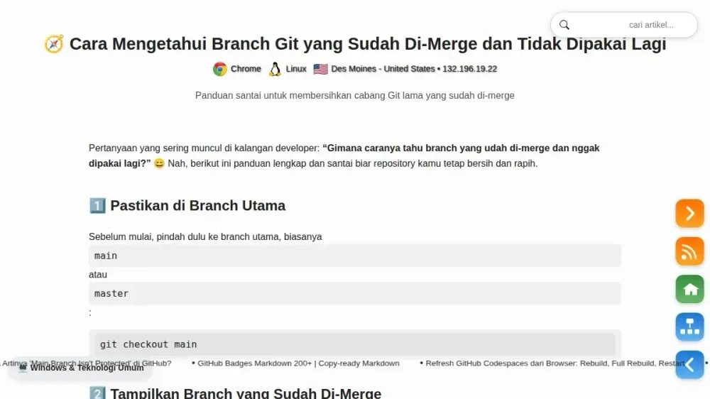 Cara Mengetahui Branch Git yang Sudah Di-Merge dan Tidak Dipakai Lagi