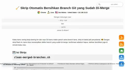 Skrip dapat Bersihkan Branch Git yang Sudah Di-Merge