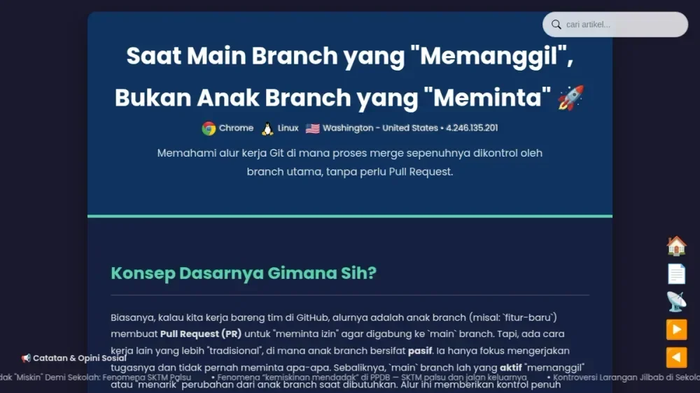 Cara Kerja Git: Branch "Pasif" & Main Branch "Memanggil"