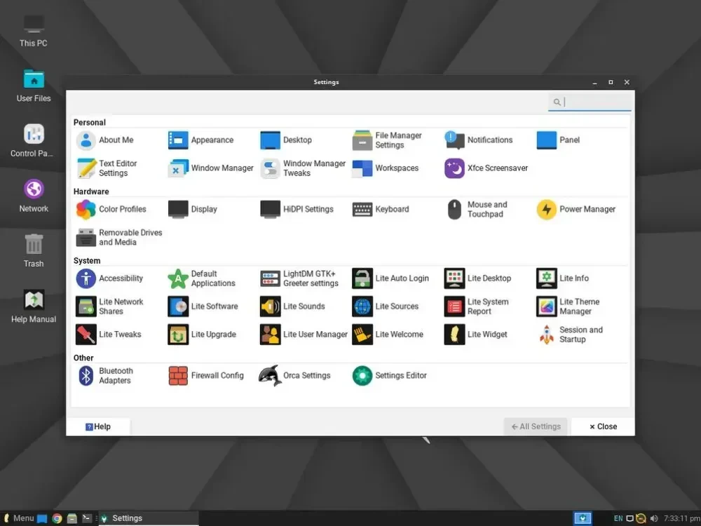Linux Lite Menu