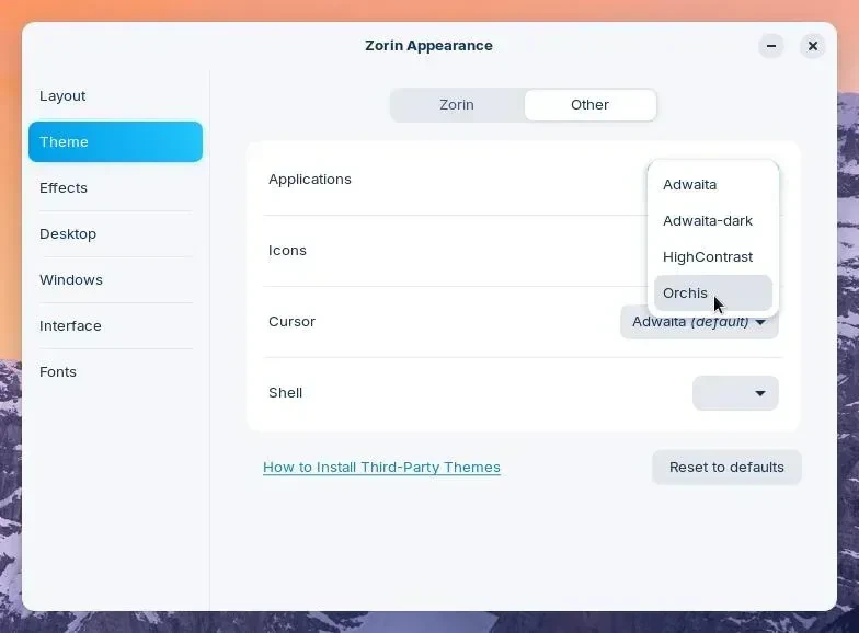 Zorin OS Themes