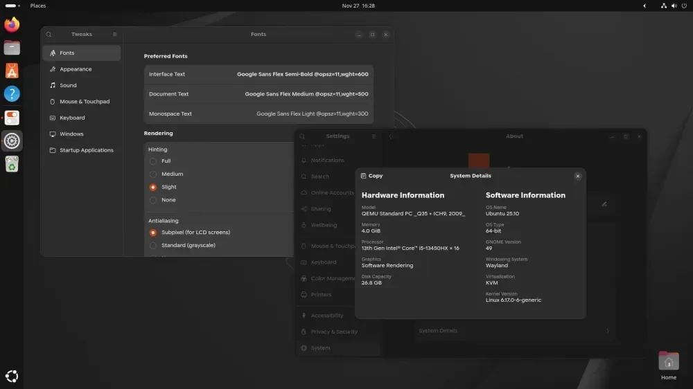 Google Sans Flex di Ubuntu 25.10