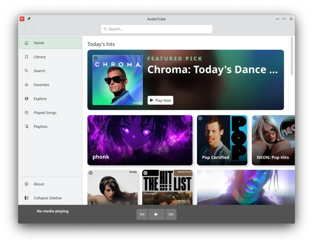 AudioTube welcome page