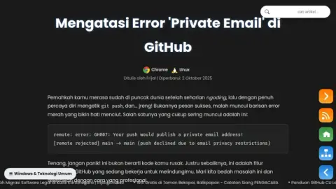 Mengatasi Error Private Email di GitHub: Panduan Konfigurasi Noreply