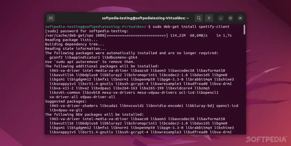 Screenshot deb-get di terminal