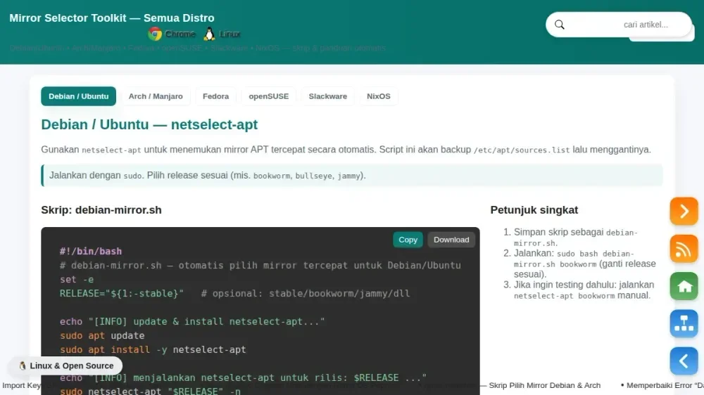 Mirror Selector Toolkit - Semua Distro