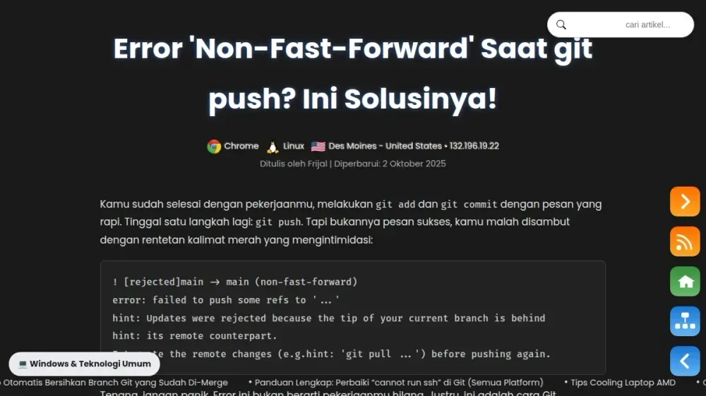 Error 'Non-Fast-Forward' Saat git push? Ini Penjelasan dan Solusinya!