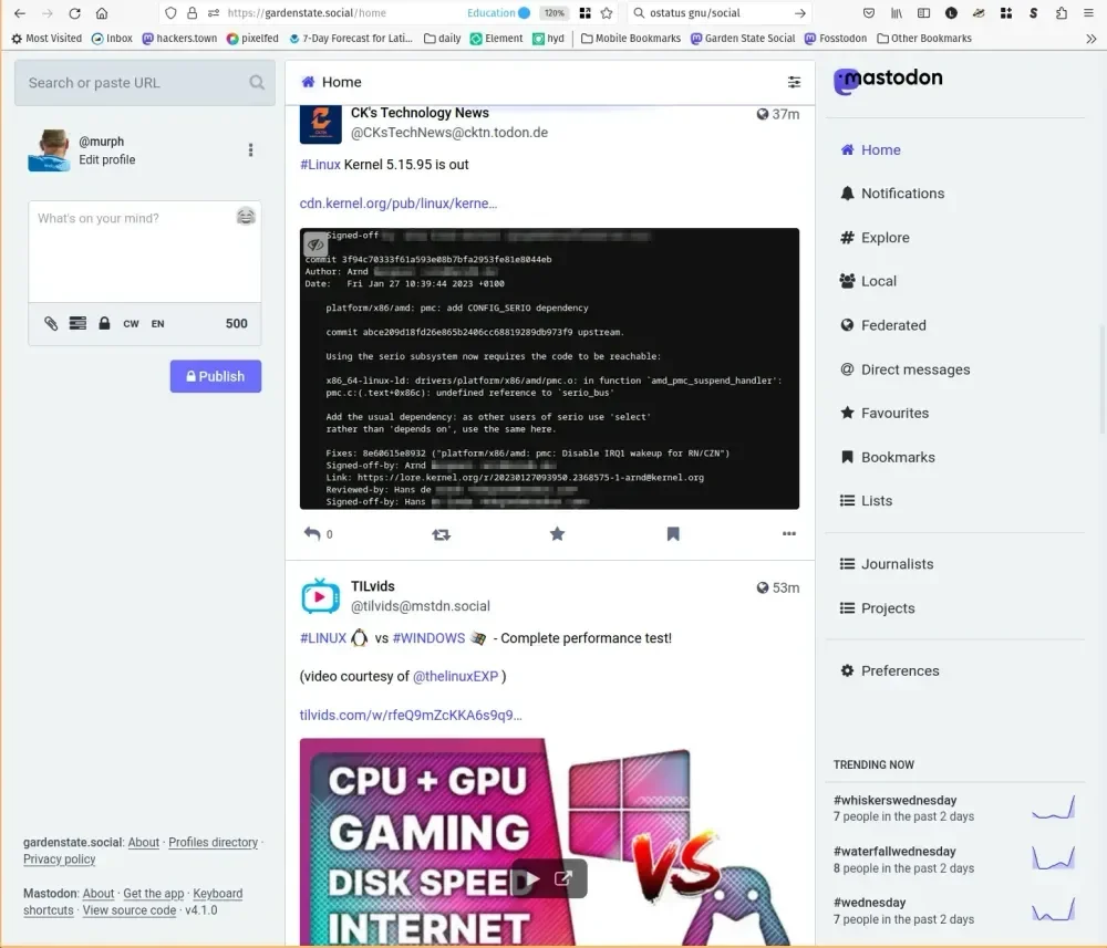 Tampilan Mastodon Web Client