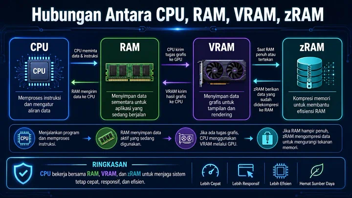 Bongkar Jeroan Komputer: Rahasia CPU, RAM, VRAM, dan zRAM