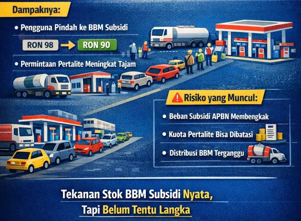 Antrean kendaraan di SPBU Pertalite, gambaran tekanan stok