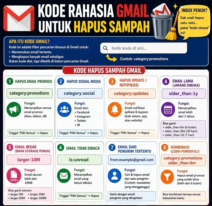 Cara Cepat Hapus Ribuan Email Sampah Gmail Pakai Kode