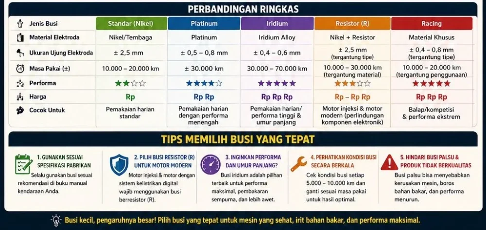 Panduan memilih busi motor terbaik