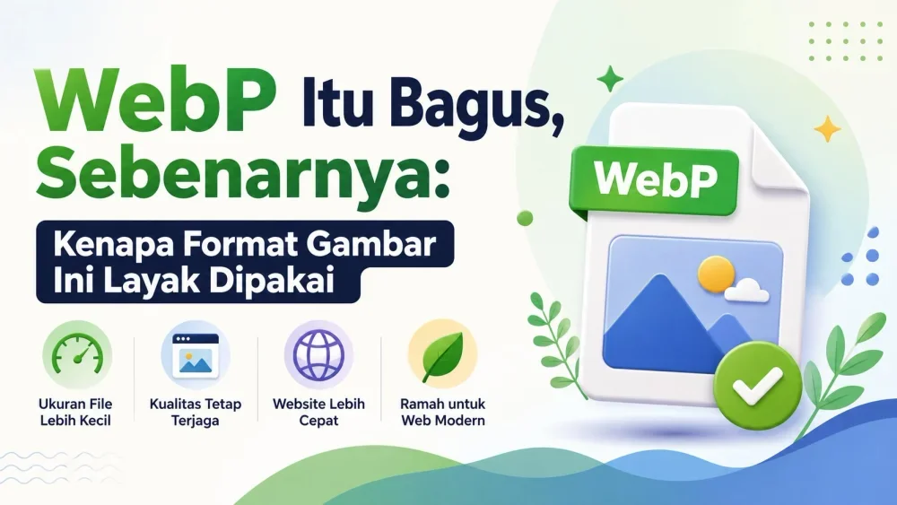 Ilustrasi format gambar WebP - lebih kecil, lebih cepat, lebih efisien