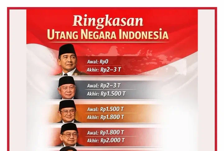 Selisih Utang Negara Indonesia Tiap Era Presiden: Soekarno hingga Jokowi