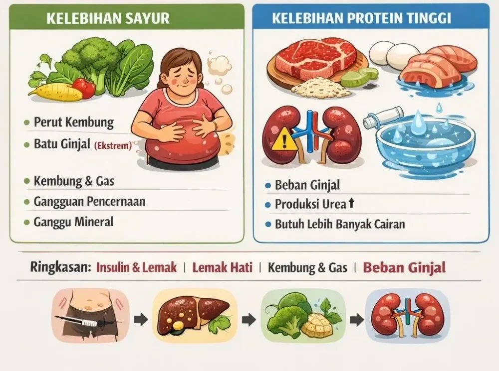 Ilustrasi pola konsumsi seimbang dan dampak positif pada organ tubuh