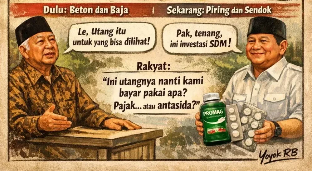 Ilustrasi uang, makanan, dan infrastruktur